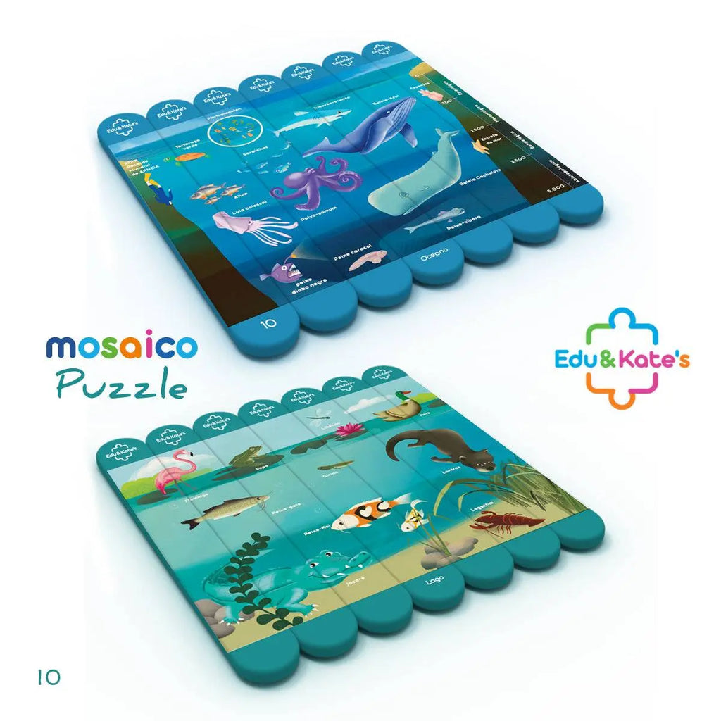 Jogo Didático Edu&Kate's Mosaico Puzzle Biomas - 1 Puzzle Dupla-Face - Lago & Oceano