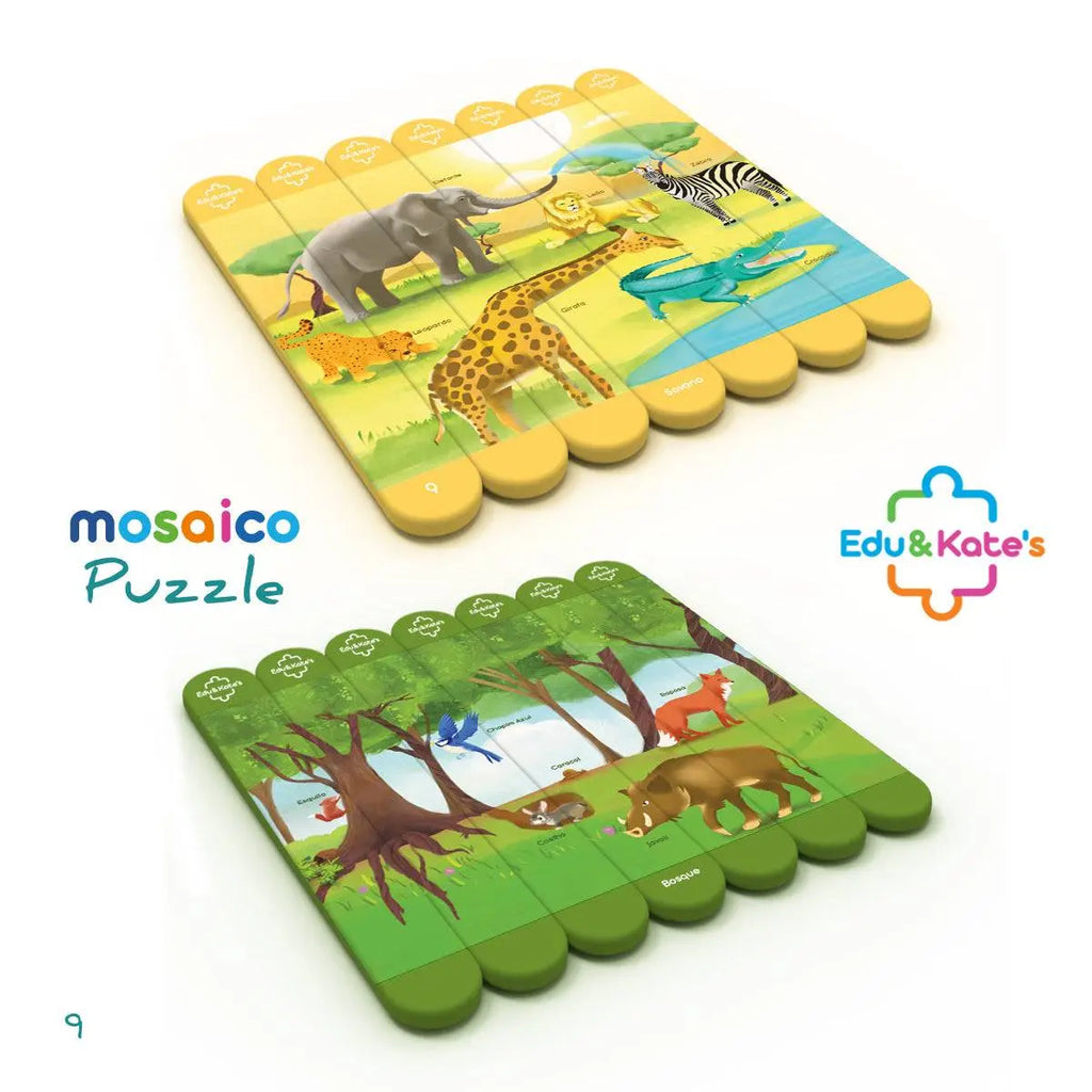 Jogo Didático Edu&Kate's Mosaico Puzzle Biomas - 1 Puzzle Dupla-Face - Bosque & Savana