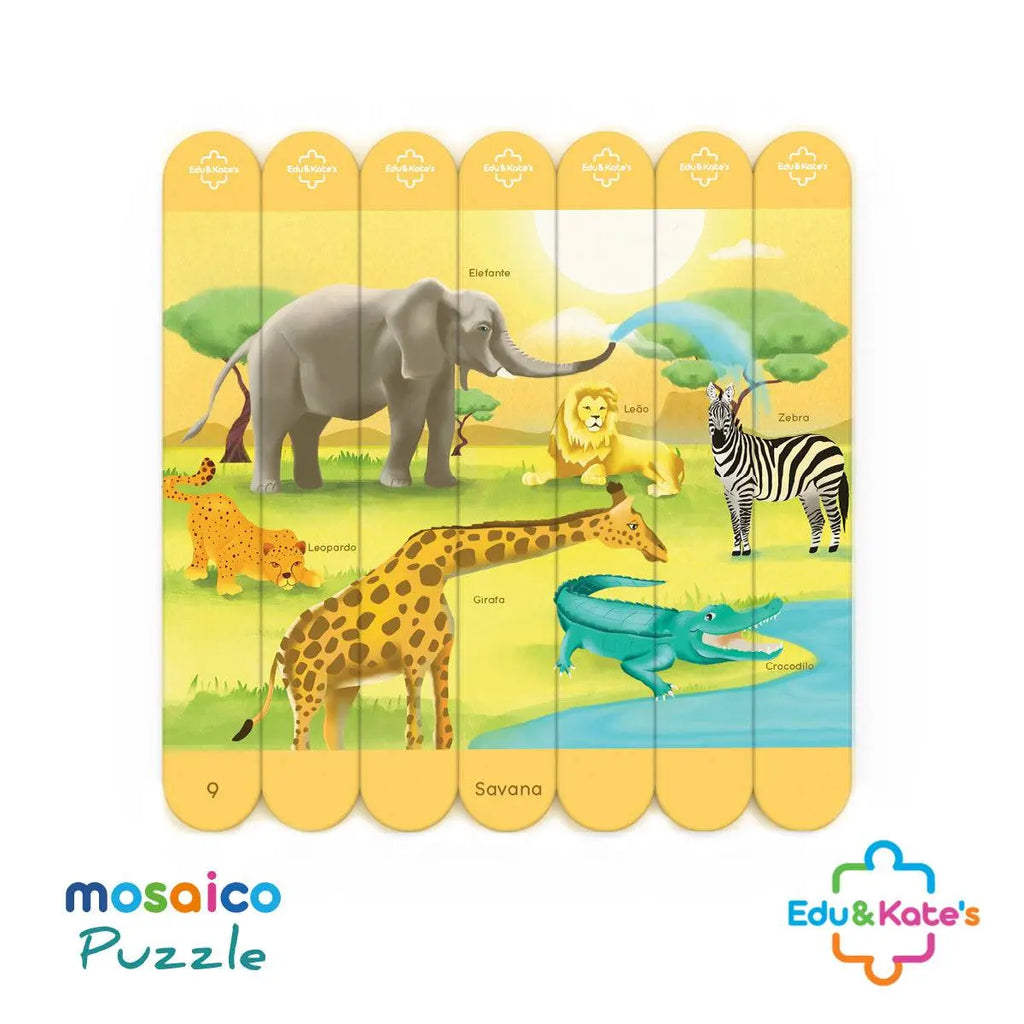 Jogo Didático Edu&Kate's Mosaico Puzzle Biomas - 1 Puzzle Dupla-Face - Bosque & Savana